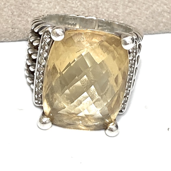 20x16mm David Yurman Large Wheaton Ring with Citrine and Pave Diamonds - Picture 12 of 16